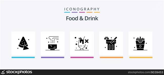 Food And Drink Glyph 5 Icon Pack Including drink. food. mug. drink.. Creative Icons Design