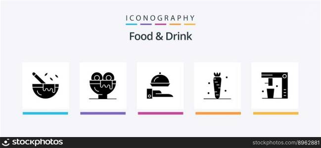 Food And Drink Glyph 5 Icon Pack Including food. carrot. food. restaurant. Creative Icons Design