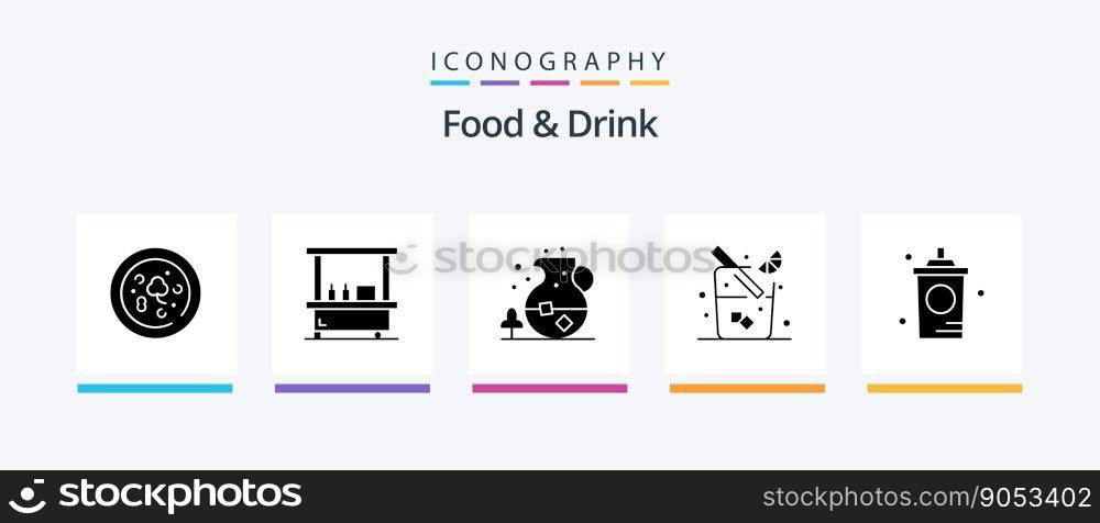 Food And Drink Glyph 5 Icon Pack Including . food. juice. drink. Creative Icons Design