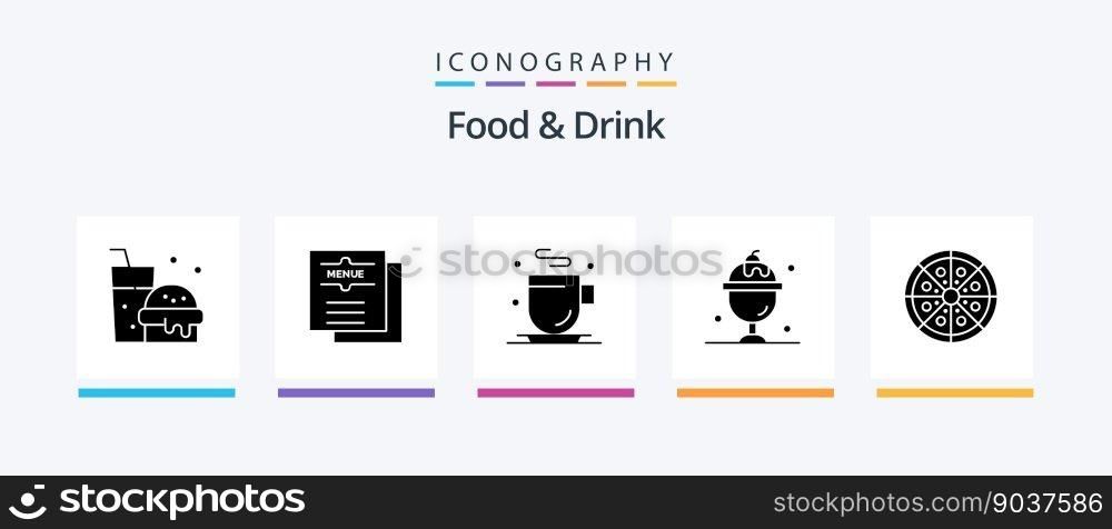 Food And Drink Glyph 5 Icon Pack Including . summer. restaurant. ice cream.. Creative Icons Design