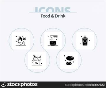 Food And Drink Glyph Icon Pack 5 Icon Design. coffee. hot drink. cocktail. food and restaurant. coffee