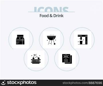 Food And Drink Glyph Icon Pack 5 Icon Design. food. bbq. restaurant. barbecue. juice