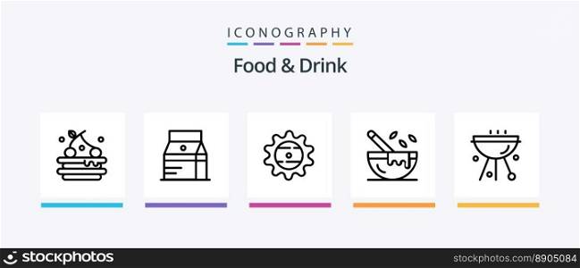 Food And Drink Line 5 Icon Pack Including drink. breakfast. cook. summer. Creative Icons Design