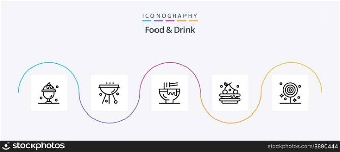 Food And Drink Line 5 Icon Pack Including drink. tart. food. kitchen. fast food