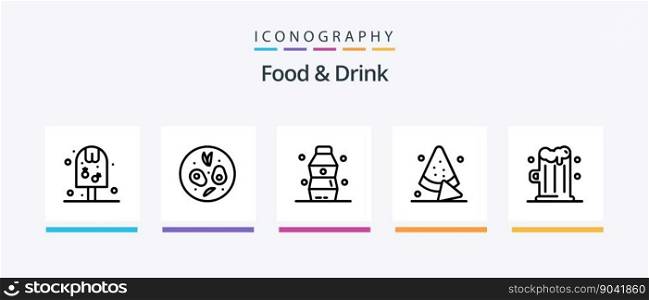 Food And Drink Line 5 Icon Pack Including food. beer. drink. juice. Creative Icons Design