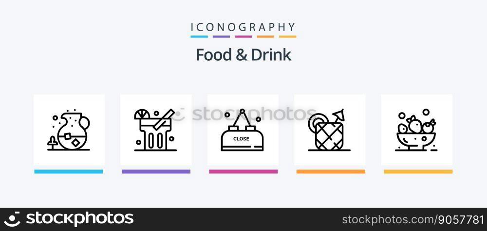 Food And Drink Line 5 Icon Pack Including . food. water. berries. drink. Creative Icons Design