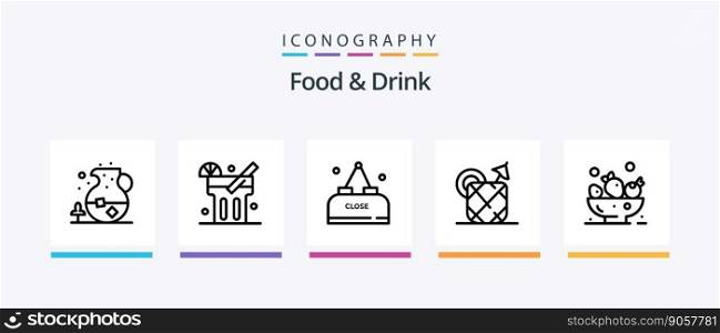 Food And Drink Line 5 Icon Pack Including . food. water. berries. drink. Creative Icons Design
