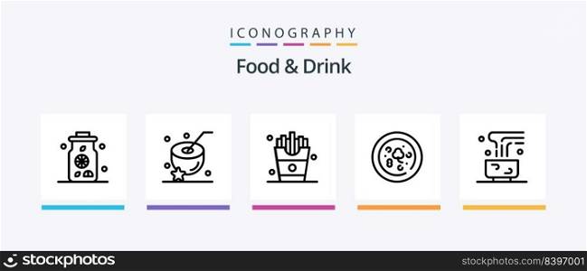 Food And Drink Line 5 Icon Pack Including . food. watermelon. hot. Creative Icons Design