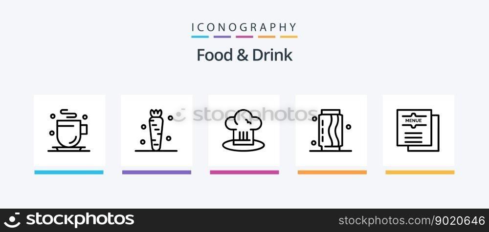 Food And Drink Line 5 Icon Pack Including soft. drink. food. lunch. drink. Creative Icons Design