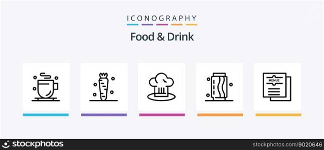 Food And Drink Line 5 Icon Pack Including soft. drink. food. lunch. drink. Creative Icons Design