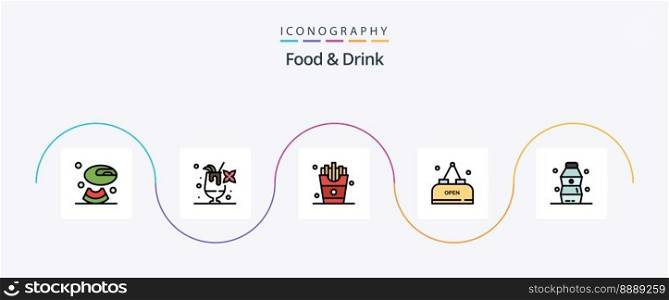 Food And Drink Line Filled Flat 5 Icon Pack Including . meal. drink. food.