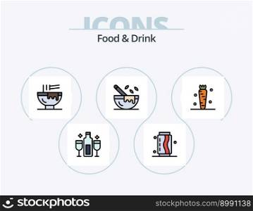 Food And Drink Line Filled Icon Pack 5 Icon Design. chef hat. cafe. food. slice. fruit