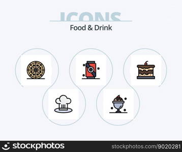 Food And Drink Line Filled Icon Pack 5 Icon Design. fast food. bowl. entertainment. soda. fast