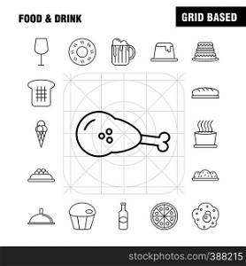 Food And Drink Line Icon for Web, Print and Mobile UX/UI Kit. Such as: Kiwi, Food, Eat, Bakery, Bread, Food, Cake, Media, Pictogram Pack. - Vector