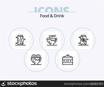 Food And Drink Line Icon Pack 5 Icon Design. soft. drink. sweet. slices. pepperoni