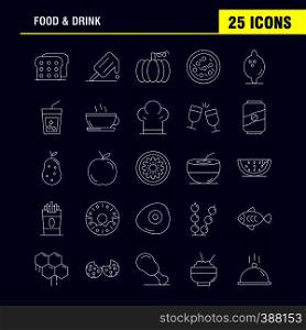Food And Drink Line Icons Set For Infographics, Mobile UX/UI Kit And Print Design. Include: Bread, Food, Loaf, Ice Cream, Cream, Food, Eat, Icon Set - Vector