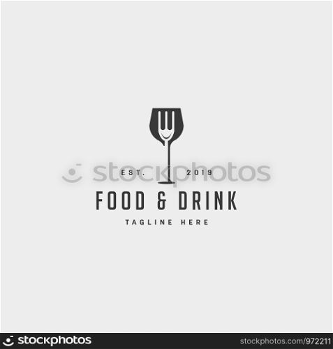 food and drink simple flat logo design vector illustration icon element, black, badge, logo download. food and drink simple flat logo design vector illustration icon element