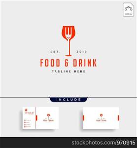 food and drink simple flat logo design vector illustration icon element, logo with business card download. food and drink simple flat logo design vector illustration icon element