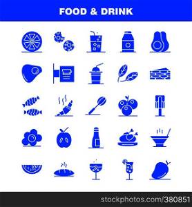 Food And Drink Solid Glyph Icons Set For Infographics, Mobile UX/UI Kit And Print Design. Include: Cocktail, Glass, Goblet, Glass, Wine, Drink, Baking, Croissant, Icon Set - Vector