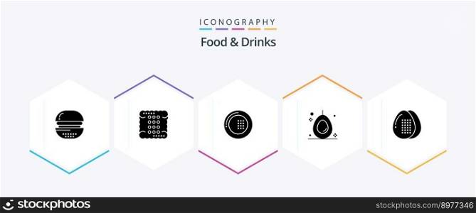 Food and Drinks 25 Glyph icon pack including fruit. avocado. food. plate. food