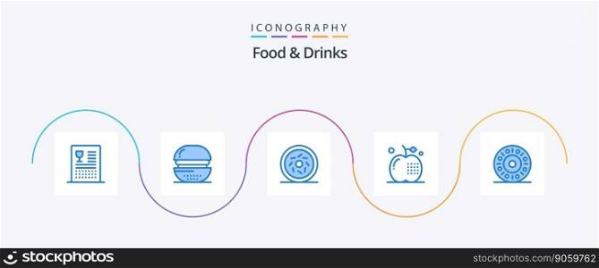 Food and Drinks Blue 5 Icon Pack Including meal. drinks. food. cooking. sweet