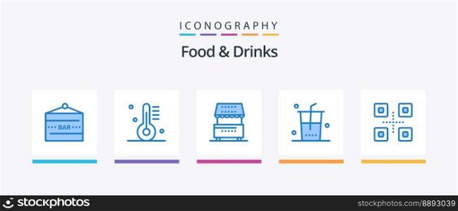 Food and Drinks Blue 5 Icon Pack Including shop. drinks. food. meal. food. Creative Icons Design