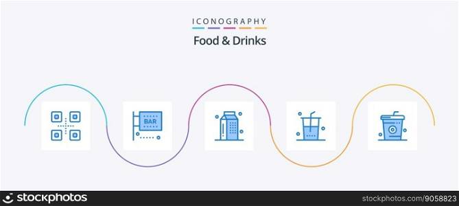 Food and Drinks Blue 5 Icon Pack Including shopping. food. science and computing. drinks. meal