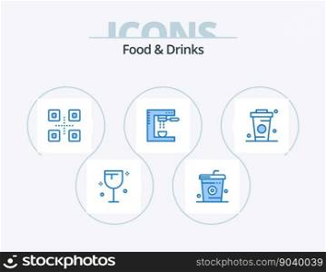 Food and Drinks Blue Icon Pack 5 Icon Design. machine. espresso. meal. drinks. japanese food