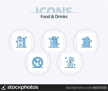 Food and Drinks Blue Icon Pack 5 Icon Design. meal. drinks. gastronomy. cooking. fruit