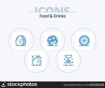 Food and Drinks Blue Icon Pack 5 Icon Design. pizza. food. kitchen. meal. egg