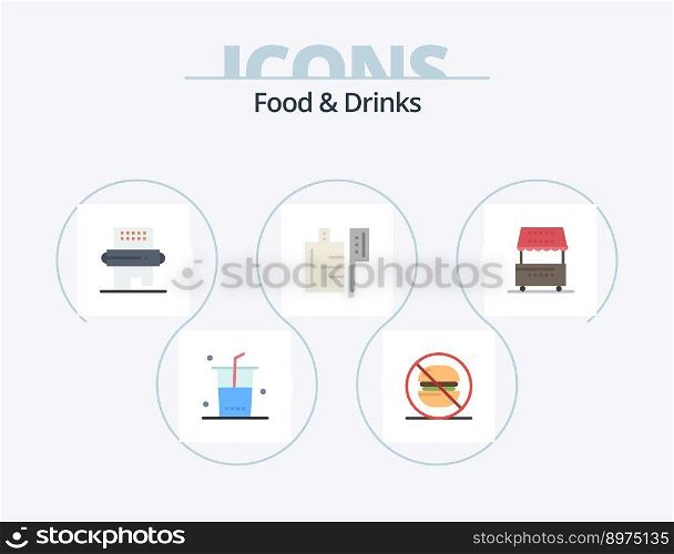 Food and Drinks Flat Icon Pack 5 Icon Design. drinks. drink. cooking. preparation. pin