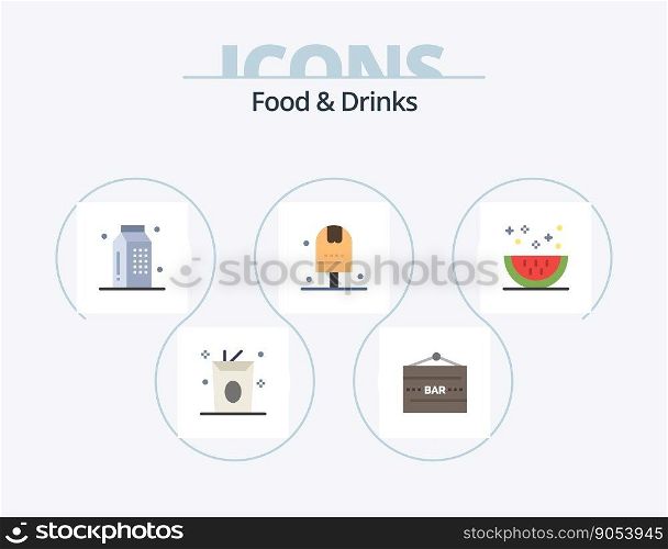 Food and Drinks Flat Icon Pack 5 Icon Design. kitchen. done. food and drink. and. meal