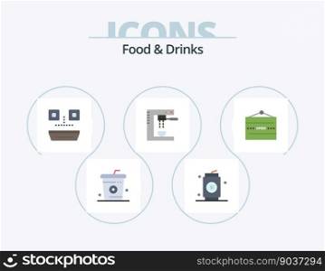 Food and Drinks Flat Icon Pack 5 Icon Design. machine. espresso. food. drinks. japanese food