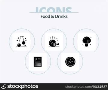 Food and Drinks Glyph Icon Pack 5 Icon Design. drinks. meal. cherry. food. cooking