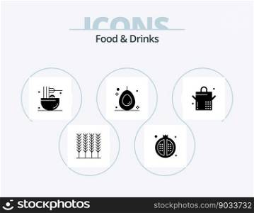 Food and Drinks Glyph Icon Pack 5 Icon Design. saucepan. fruit. cooking. food. snack