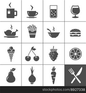 Food and drinks icon set simplus series vector image