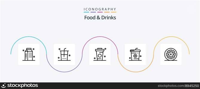 Food and Drinks Line 5 Icon Pack Including food. cooking. shopping. coke. drinks