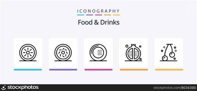 Food and Drinks Line 5 Icon Pack Including food. drinks. cereal. cooking. food. Creative Icons Design