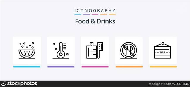 Food and Drinks Line 5 Icon Pack Including milk. food. lemon. drinks. japanese food. Creative Icons Design