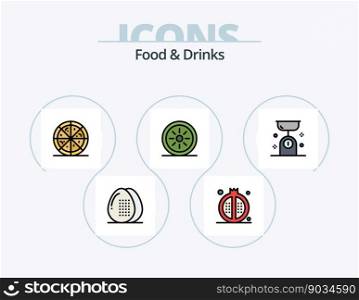 Food and Drinks Line Filled Icon Pack 5 Icon Design. cooking. food. food. drinks. cookie