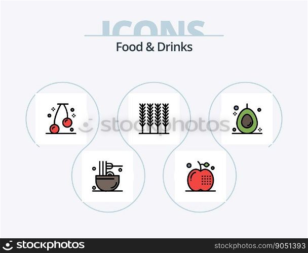 Food and Drinks Line Filled Icon Pack 5 Icon Design. food. food. food. drinks. cooking