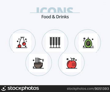 Food and Drinks Line Filled Icon Pack 5 Icon Design. food. food. food. drinks. cooking