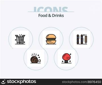 Food and Drinks Line Filled Icon Pack 5 Icon Design. food. vegetables. meal. fruits. fruit