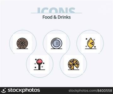 Food and Drinks Line Filled Icon Pack 5 Icon Design. food. wheat. cooking. food. snack