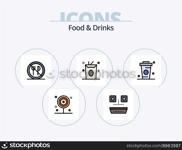 Food and Drinks Line Filled Icon Pack 5 Icon Design. glass. drinks. kitchen. milk. food