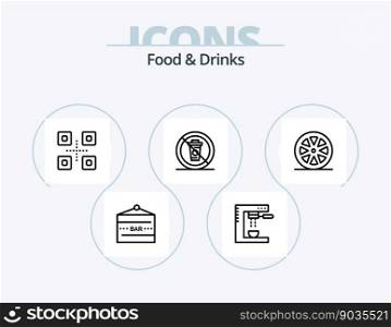 Food and Drinks Line Icon Pack 5 Icon Design. meal. drinks. no. cooking. media and entertainment