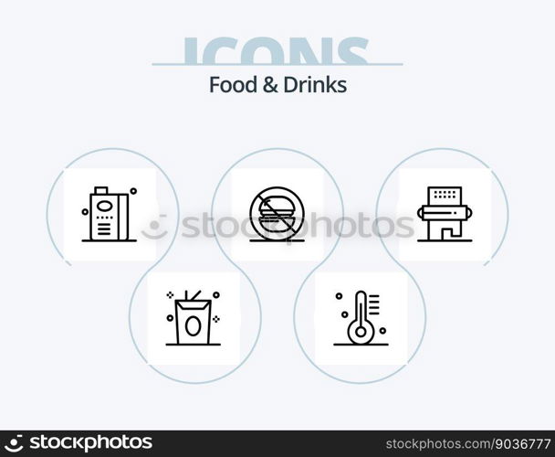 Food and Drinks Line Icon Pack 5 Icon Design. shopping. food. shop. drinks. food