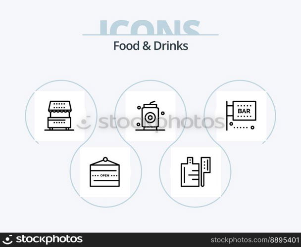 Food and Drinks Line Icon Pack 5 Icon Design. wine. food. gastronomy. drinks. meal