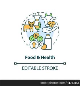Food and health concept icon. Farm product quality. Agriculture policy objective abstract idea thin line illustration. Isolated outline drawing. Editable stroke. Arial, Myriad Pro-Bold fonts used. Food and health concept icon