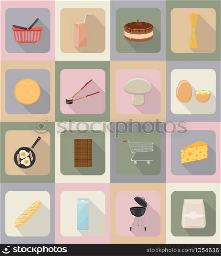 food and objects flat icons vector illustration isolated on background